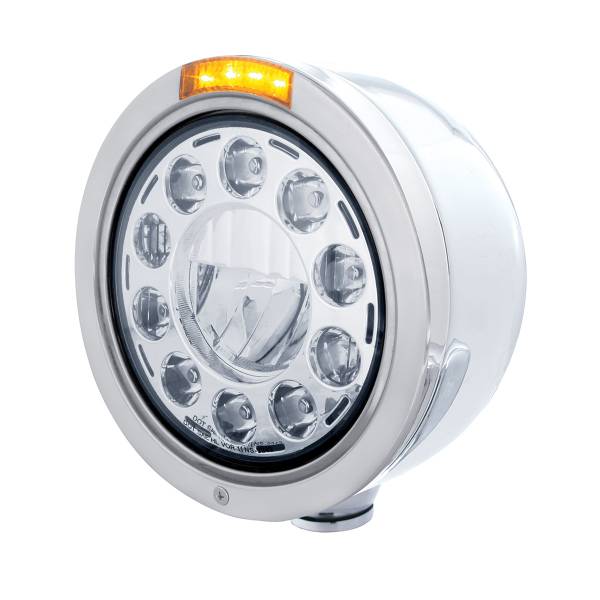 UNITED PACIFIC - UNITED PACIFIC - 31566 - FARO BALA DE MEDIA LUNA DE INOXIDABLE 11 BOMBILLAS LED Y SEÑAL LED - LENTE ÁMBAR