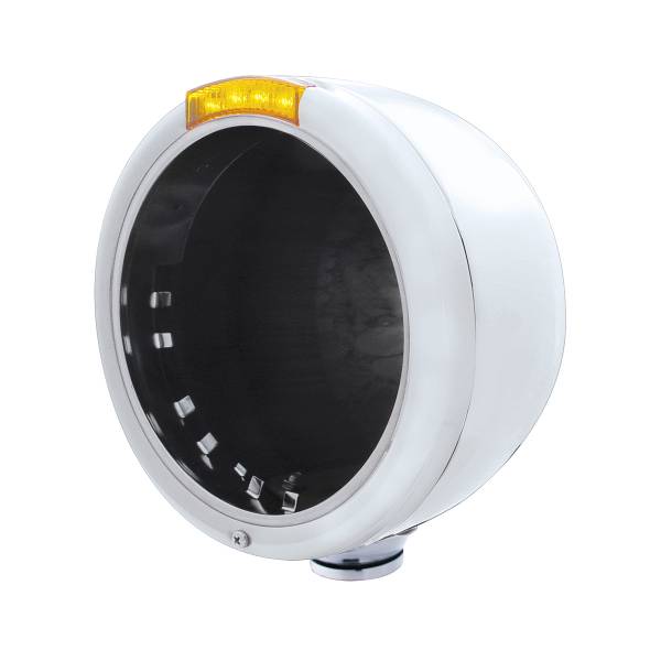 UNITED PACIFIC - UNITED PACIFIC - 31716 - FARO CLÁSICO DE MEDIA LUNA DE ACERO INOXIDABLE SIN BOMBILLA CON INTERMITENTE LED - LENTE ÁMBAR