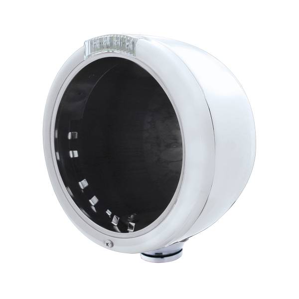 UNITED PACIFIC - UNITED PACIFIC - 31717 - FARO CLÁSICO DE MEDIA LUNA DE ACERO INOXIDABLE SIN BOMBILLA CON INTERMITENTE LED - LENTE TRANSPARENTE