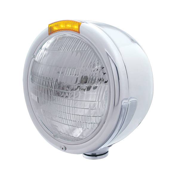 UNITED PACIFIC - UNITED PACIFIC - 31719 - FARO CLÁSICO DE MEDIA LUNA DE ACERO INOXIDABLE BOMBILLA 6014 E INTERMITENTE LED - LENTE ÁMBAR