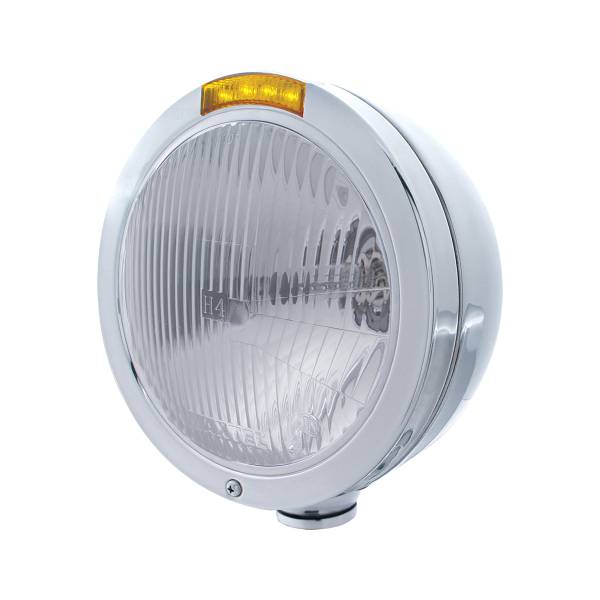 UNITED PACIFIC - UNITED PACIFIC - 31740 - FARO CLÁSICO BALA DE ACERO INOXIDABLE BOMBILLA H4 E INTERMITENTE LED - LENTE ÁMBAR
