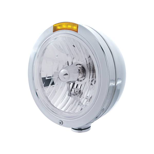 UNITED PACIFIC - UNITED PACIFIC - 31743 - FARO CLÁSICO BALA DE ACERO INOXIDABLE BOMBILLA H4 DE CRISTAL E INTERMITENTE LED - LENTE ÁMBAR