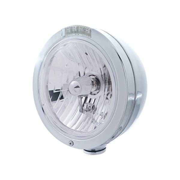 UNITED PACIFIC - UNITED PACIFIC - 31744 - FARO CLÁSICO BALA DE ACERO INOXIDABLE BOMBILLA H4 DE CRISTAL E INTERMITENTE LED - LENTE TRANSPARENTE