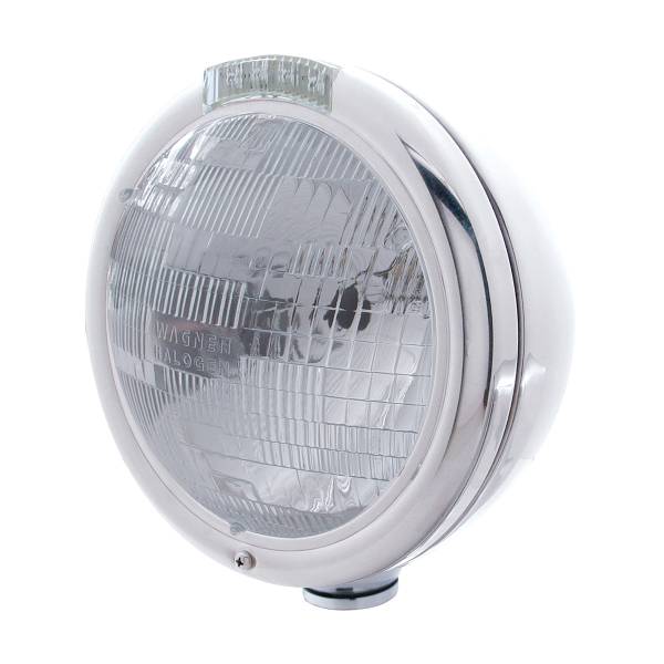 UNITED PACIFIC - UNITED PACIFIC - 31753 - FARO CLÁSICO DE ACERO INOXIDABLE BOMBILLA H6024 E INTERMITENTE LED - LENTE TRANSPARENTE
