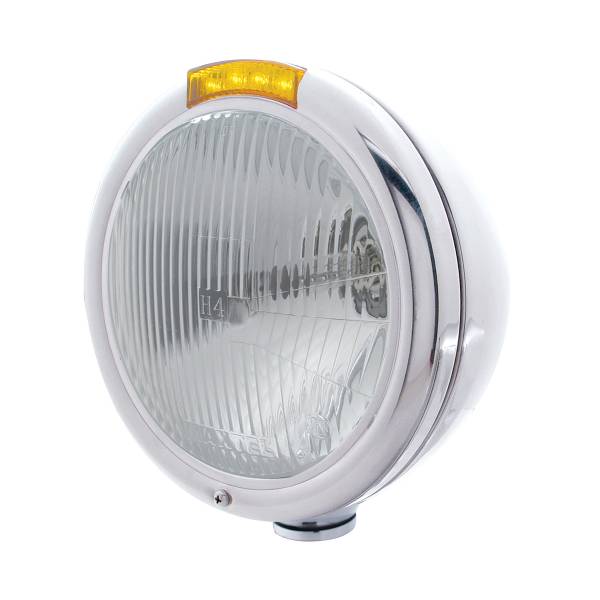 UNITED PACIFIC - UNITED PACIFIC - 31755 - FARO CLÁSICO DE ACERO INOXIDABLE BOMBILLA H4 E INTERMITENTE LED - LENTE ÁMBAR