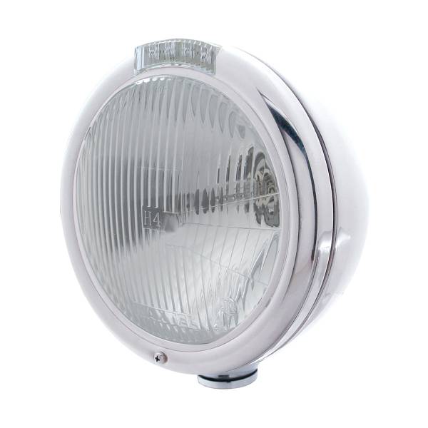 UNITED PACIFIC - UNITED PACIFIC - 31756 - FARO CLÁSICO DE ACERO INOXIDABLE BOMBILLA H4 E INTERMITENTE LED - LENTE TRANSPARENTE