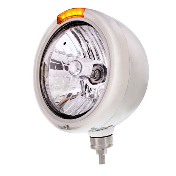 UNITED PACIFIC - UNITED PACIFIC - 31758 - FARO CLÁSICO DE ACERO INOXIDABLE BOMBILLA H4 DE CRISTAL E INTERMITENTE LED - LENTE ÁMBAR