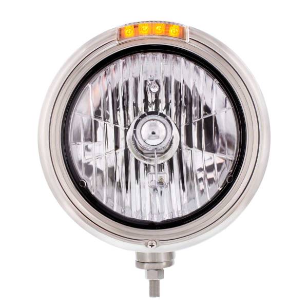 UNITED PACIFIC - UNITED PACIFIC - 31759 - FARO CLÁSICO DE ACERO INOXIDABLE BOMBILLA H4 DE CRISTAL E INTERMITENTE LED - LENTE TRANSPARENTE