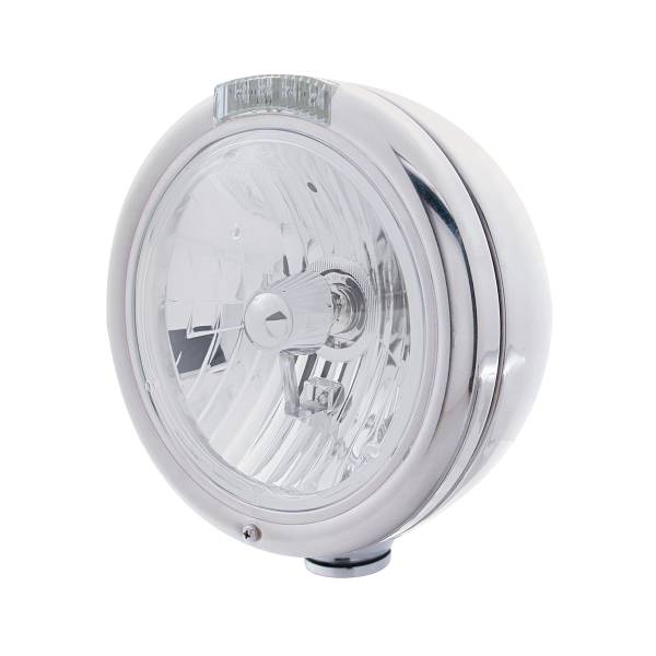 UNITED PACIFIC - UNITED PACIFIC - 31774 - FARO CLÁSICO CROMADO BOMBILLA H4 DE CRISTAL E INTERMITENTE LED - LENTE TRANSPARENTE