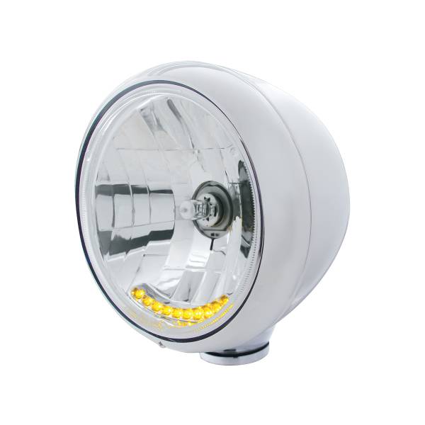 UNITED PACIFIC - UNITED PACIFIC - 32035 - GUÍA CROMADA FARO ESTILO 682-C BOMBILLA H4 CON 10 LED ÁMBAR