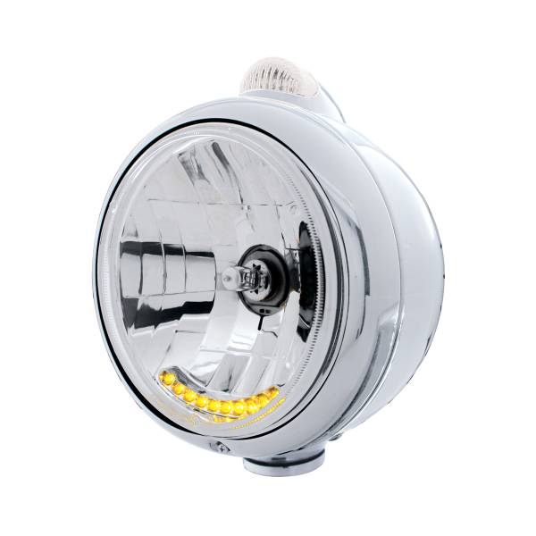 UNITED PACIFIC - UNITED PACIFIC - 32041 - GUÍA CROMADA FARO 682-C H4 CON 10 LED ÁMBAR Y SEÑAL LED DE MODO DUAL - LENTE TRANSPARENTE