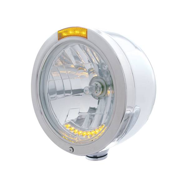 UNITED PACIFIC - UNITED PACIFIC - 32097 - FARO BALA MEDIA LUNA DE ACERO INOXIDABLE H4 CON 10 LED ÁMBAR Y SEÑAL - LENTE ÁMBAR