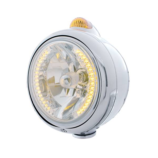 UNITED PACIFIC - UNITED PACIFIC - 32426 - GUÍA CROMADA FARO 682-C H4 CON LED ÁMBAR Y SEÑAL LED DE MODO DUAL - LENTE ÁMBAR
