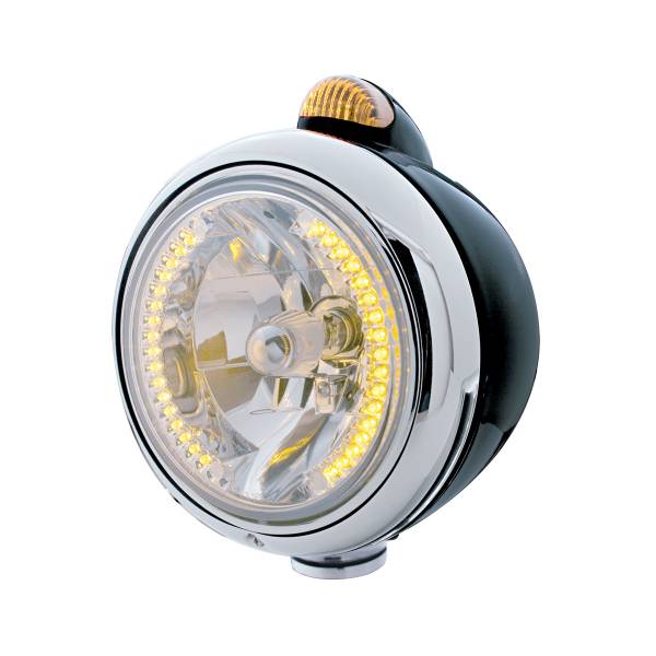 UNITED PACIFIC - UNITED PACIFIC - 32430 - FARO DELANTERO BLACK GUIDE 682-C H4 CON LED ÁMBAR Y SEÑAL LED DE MODO DUAL - LENTE ÁMBAR