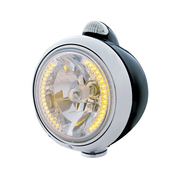 UNITED PACIFIC - UNITED PACIFIC - 32431 - FARO DELANTERO BLACK GUIDE 682-C H4 CON LED ÁMBAR Y SEÑAL LED DE MODO DOBLE - LENTE TRANSPARENTE