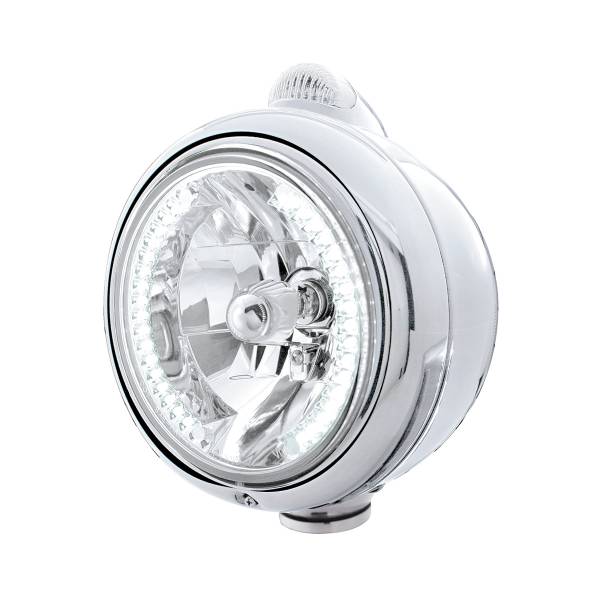 UNITED PACIFIC - UNITED PACIFIC - 32435 - GUÍA DE ACERO INOXIDABLE 682-C FARO H4 CON LED BLANCO Y SEÑAL LED DE MODO DUAL - LENTE TRANSPARENTE