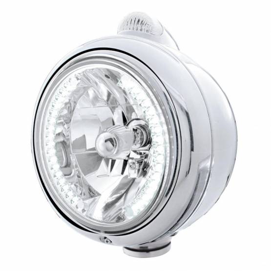 UNITED PACIFIC - UNITED PACIFIC - 32441 - GUIA CROMADA FARO 682-C H4 CON LED BLANCO Y SEÑAL LED - LENTE TRANSPARENTE