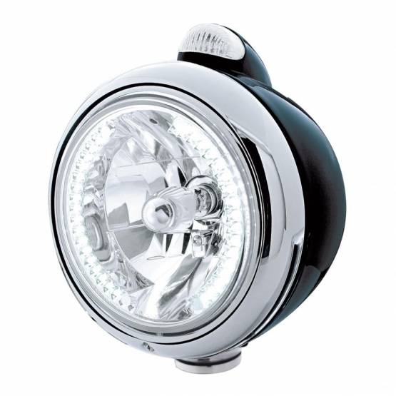 UNITED PACIFIC - UNITED PACIFIC - 32445 - FARO DELANTERO BLACK GUIDE 682-C H4 CON LED BLANCO Y SEÑAL LED - LENTE TRANSPARENTE