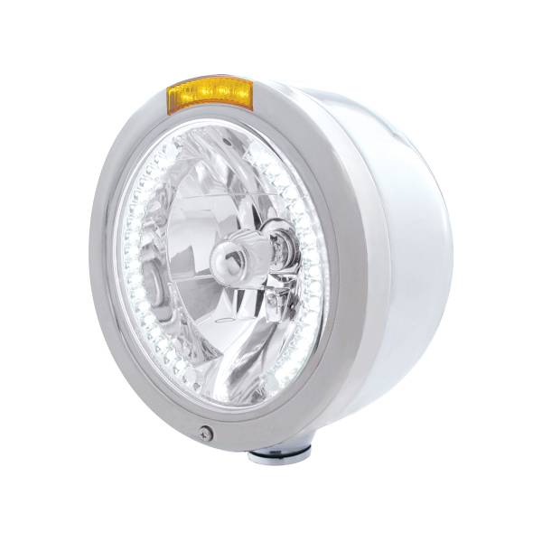 UNITED PACIFIC - UNITED PACIFIC - 32452 - FARO BALA MEDIA LUNA DE ACERO INOXIDABLE H4 CON LED BLANCO Y SEÑAL - LENTE ÁMBAR