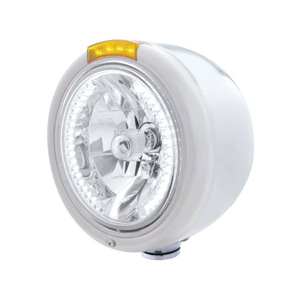 UNITED PACIFIC - UNITED PACIFIC - 32460 - FARO CLÁSICO DE MEDIA LUNA H4 DE ACERO INOXIDABLE CON LED BLANCO Y SEÑAL - LENTE ÁMBAR