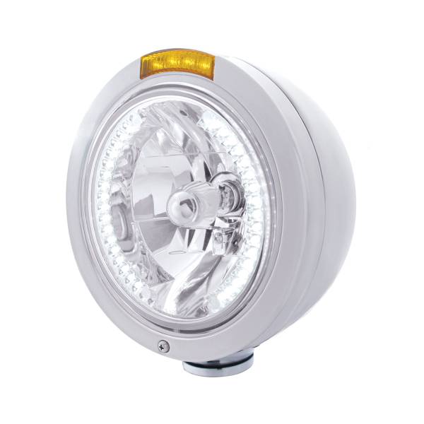 UNITED PACIFIC - UNITED PACIFIC - 32466 - FARO CLÁSICO BALA DE ACERO INOXIDABLE H4 CON LED BLANCO Y SEÑAL LED DE MODO DOBLE - LENTE ÁMBAR