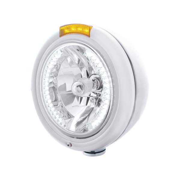 UNITED PACIFIC - UNITED PACIFIC - 32474 - FARO CLÁSICO H4 DE ACERO INOXIDABLE CON 34 LED BLANCOS Y SEÑAL LED DE MODO DOBLE - LENTE ÁMBAR