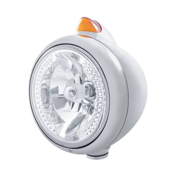 UNITED PACIFIC - UNITED PACIFIC - 32612 - GUÍA DE ACERO INOXIDABLE 682-C FARO H4 CON LED BLANCO Y SEÑAL LED ESTILO ORIGINAL - LENTE ÁMBAR