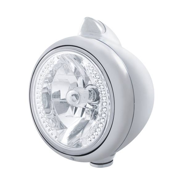 UNITED PACIFIC - UNITED PACIFIC - 32613 - GUÍA DE ACERO INOXIDABLE 682-C FARO H4 CON LED BLANCO Y SEÑAL LED DE ESTILO ORIGINAL - LENTE TRANSPARENTE