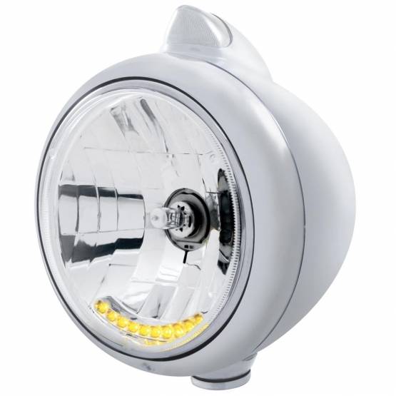 UNITED PACIFIC - UNITED PACIFIC - 32615 - GUÍA DE ACERO INOXIDABLE 682-C FARO H4 CON 10 LED ÁMBAR Y SEÑAL LED DE ESTILO ORIGINAL - LENTE TRANSPARENTE
