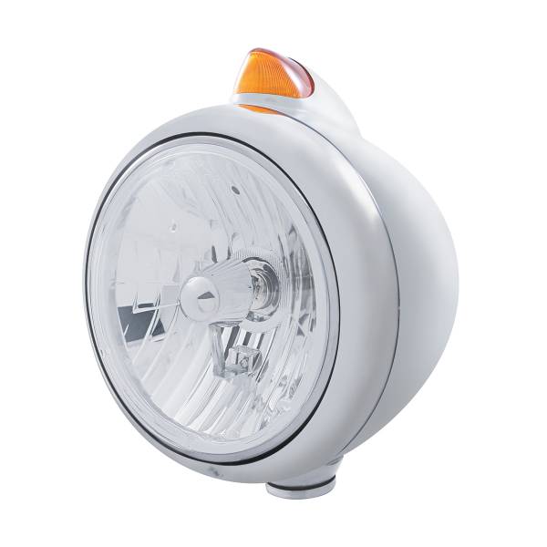UNITED PACIFIC - UNITED PACIFIC - 32624 - GUIA CROMADA 682-C FARO CRISTAL H4 Y SEÑAL LED ESTILO ORIGINAL - LENTE AMBAR