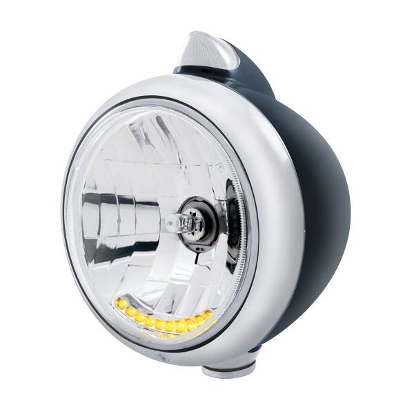 UNITED PACIFIC - UNITED PACIFIC - 32647 - FARO DELANTERO NEGRO GUIDE 682-C H4 CON 10 LED ÁMBAR Y LENTE LED DE SEÑAL CLARO DE ESTILO ORIGINAL