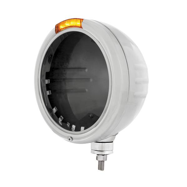 UNITED PACIFIC - UNITED PACIFIC - 32724 - FARO DELANTERO CLASSIC RAYA DE ACERO INOXIDABLE SIN BOMBILLA CON SEÑAL LED - LENTE ÁMBAR