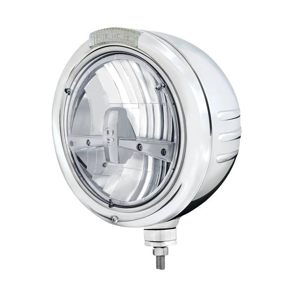 UNITED PACIFIC - UNITED PACIFIC - 32731 - FARO CLÁSICO DE ACERO INOXIDABLE CON RAYAS EN RELIEVE, 5 BOMBILLAS LED Y LENTE TRANSPARENTE DE SEÑAL LED DE MODO DOBLE