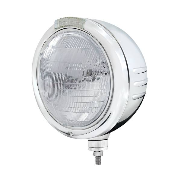 UNITED PACIFIC - UNITED PACIFIC - 32735 - FARO CLÁSICO DE ACERO INOXIDABLE CON RAYAS EN RELIEVE 6014 Y SEÑAL LED DE MODO DOBLE - LENTE TRANSPARENTE