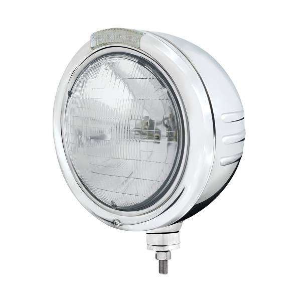 UNITED PACIFIC - UNITED PACIFIC - 32737 - FARO CLÁSICO DE ACERO INOXIDABLE CON RAYAS EN RELIEVE H6024 Y LENTE LED CLARO DE SEÑAL DE MODO DOBLE