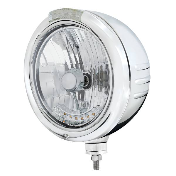 UNITED PACIFIC - UNITED PACIFIC - 32745 - CARCASA DE FARO SS CON RAYAS CLÁSICAS EN RELIEVE Y H4 CON 6 LED ÁMBAR Y SEÑAL LED DE MODO DOBLE - LENTE TRANSPARENTE