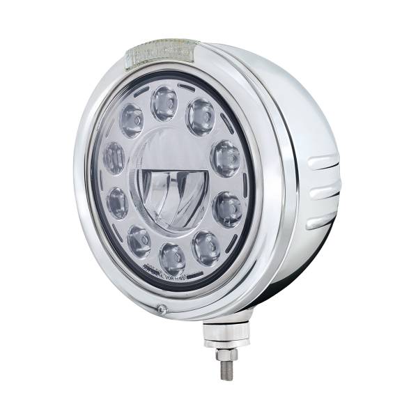 UNITED PACIFIC - UNITED PACIFIC - 32749 - FARO FARO DE BALA DE ACERO INOXIDABLE CON RAYAS EN RELIEVE, 11 BOMBILLAS LED Y LENTE TRANSPARENTE DE SEÑAL LED DE MODO DOBLE
