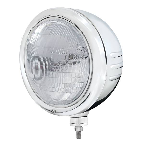 UNITED PACIFIC - UNITED PACIFIC - 32764 - CARCASA DE FARO DE INOXIDABLE CON RAYAS CLÁSICAS EN RELIEVE CON FARO DE VIGA CON SELLO 6014