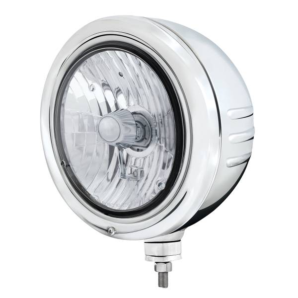 UNITED PACIFIC - UNITED PACIFIC - 32768 - CARCASA DE FARO DE INOXIDABLE CLÁSICO CON RAYAS EN RELIEVE CON FARO HALÓGENO H4 DE CRISTAL