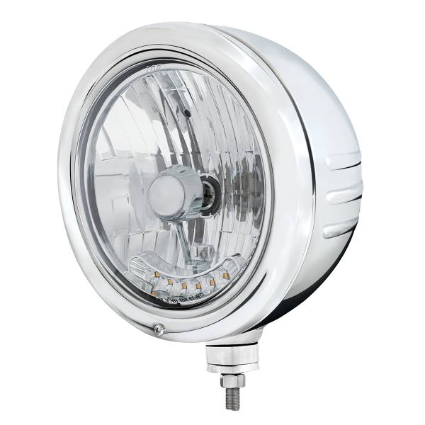 UNITED PACIFIC - UNITED PACIFIC - 32769 - CARCASA DE FARO DE RAYAS CLÁSICAS DE INOXIDABLE CON FARO HALÓGENO DE CRISTAL DE 6 LED ÁMBAR