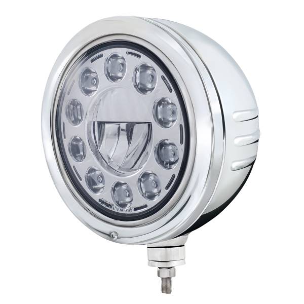 UNITED PACIFIC - UNITED PACIFIC - 32771 - CARCASA DEL FARO DE INOXIDABLE CON RAYAS EN RELIEVE Y CRISTAL DE 11 LED FARO REDONDO DE 7"