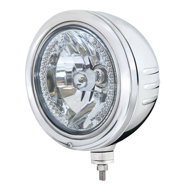 UNITED PACIFIC - UNITED PACIFIC - 32774 - CARCASA DEL FARO DE INOXIDABLE CON RAYAS EN RELIEVE Y FARO HALÓGENO DE CRISTAL LED DE 34 ÁMBAR