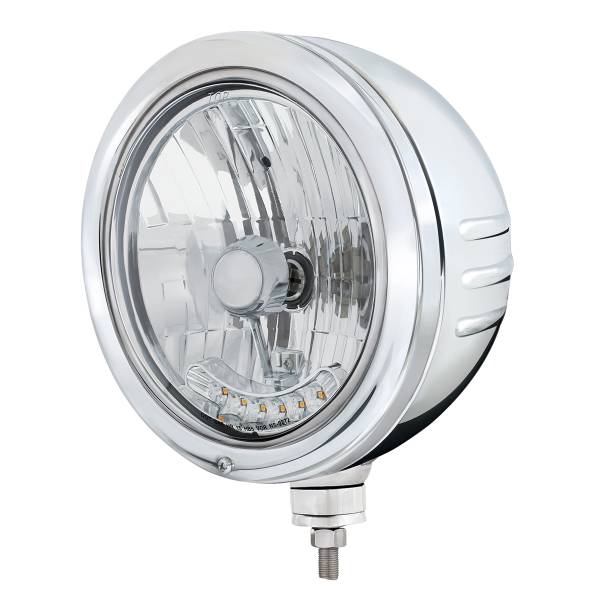 UNITED PACIFIC - UNITED PACIFIC - 32777 - CARCASA DEL FARO DE INOXIDABLE CON RAYAS EN RELIEVE Y FARO HALÓGENO DE CRISTAL DE 6 LED ÁMBAR