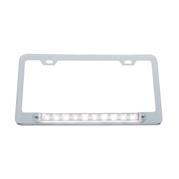 UNITED PACIFIC - UNITED PACIFIC - 36541 - MARCO DE MATRÍCULA CROMADO CON BARRA DE LUCES DE 10 LED DE 9" - LED BLANCO/LENTE TRANSPARENTE