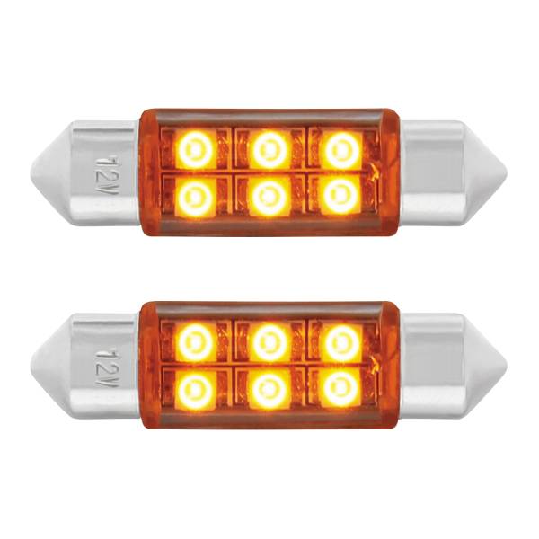 UNITED PACIFIC - UNITED PACIFIC - 36591 - BOMBILLA DE LUZ DE DOMO 6418/6461-36MM MICRO LED DE ALTA POTENCIA 6 SMD - ÁMBAR (PAQUETE DE 2)