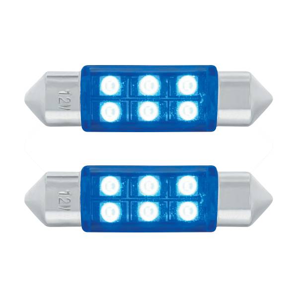 UNITED PACIFIC - UNITED PACIFIC - 36592 - BOMBILLA DE LUZ DE DOMO 6418/6461-36MM MICRO LED DE ALTA POTENCIA 6 SMD - AZUL (PAQUETE DE 2)