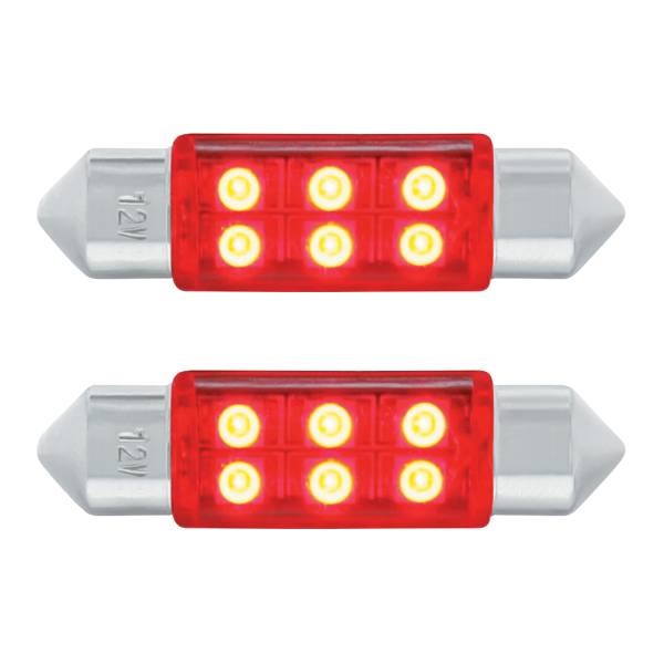 UNITED PACIFIC - UNITED PACIFIC - 36593 - BOMBILLA DE LUZ DE DOMO 6418/6461-36MM MICRO LED DE ALTA POTENCIA 6 SMD - ROJA (PAQUETE DE 2)