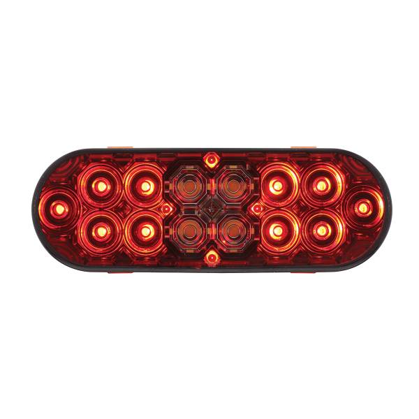 UNITED PACIFIC - UNITED PACIFIC - 36609 - COMBO DE LUZ OVALADA DE 6" CON 14 LED DE FRENO, GIRO Y TRASERA Y 16 LED DE RESPALDO - LED ROJO/LENTE ROJA