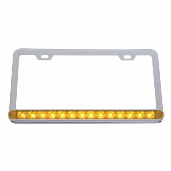 UNITED PACIFIC - UNITED PACIFIC - 39743 - MARCO DE MATRÍCULA CROMADO CON BARRA DE LUCES DE 14 LED DE 12" - LED ÁMBAR/LENTE ÁMBAR