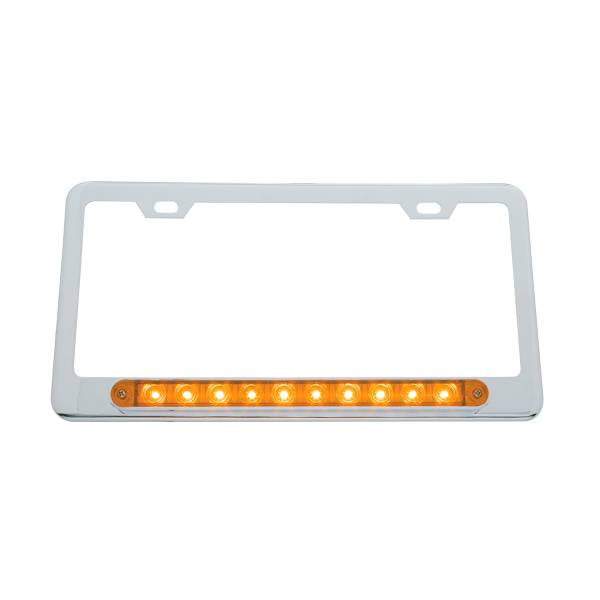 UNITED PACIFIC - UNITED PACIFIC - 39755 - MARCO DE MATRÍCULA CROMADO CON BARRA DE LUCES DE 10 LED DE 9" - LED ÁMBAR/LENTE ÁMBAR